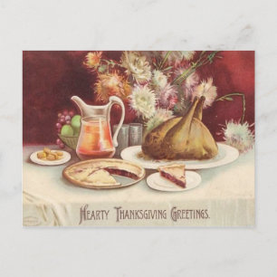 Roast Turkey Feast Vintage Thanksgiving 1907 Postcard