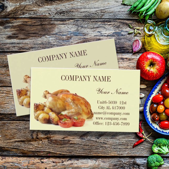Roasted chicken deli shop diner catering business card (Roasted chicken deli shop diner catering business card)