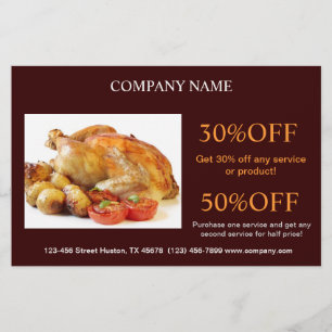 Roasted chicken deli shop diner catering flyer