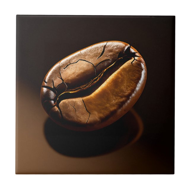 Roasted Coffee Bean Macro Closeup Ceramic Tile (Front)