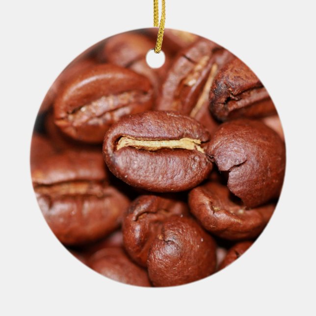 Roasted Coffee Beans Ceramic Ornament (Front)