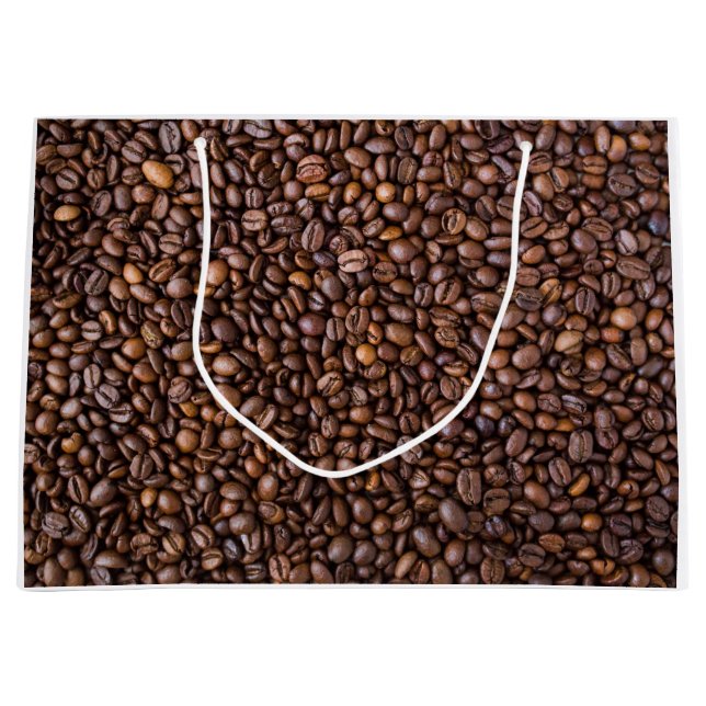 Roasted Coffee Beans Texture Structure Background Large Gift Bag (Front)
