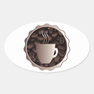 Roasted Coffee Cup Sign Oval Sticker