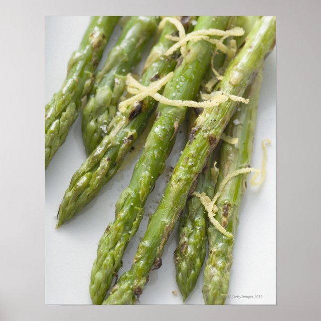 Roasted green asparagus with lemon zest, poster (Front)