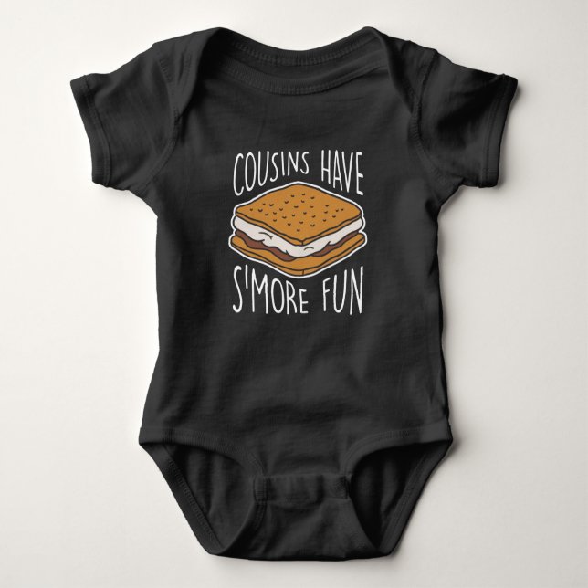 Roasted Marshmallows Camping Cousins S'more Fun Baby Bodysuit (Front)