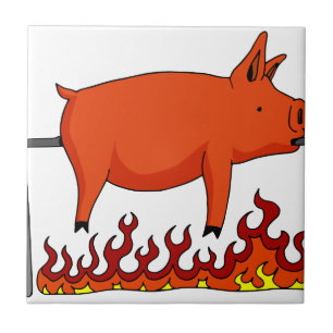 Roasted Pig on a Spit Ceramic Tile