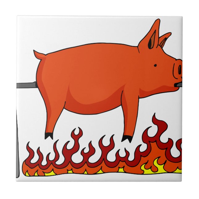 Roasted Pig on a Spit Ceramic Tile (Front)