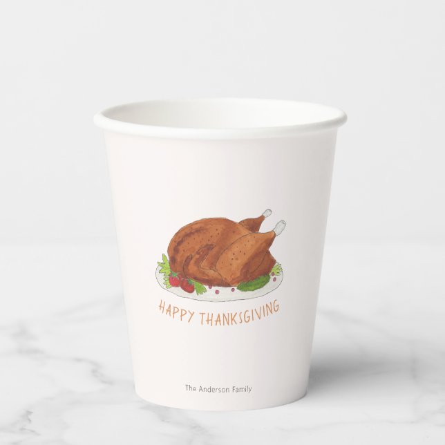 Roasted Turkey Thanksgiving Paper cup (Front)