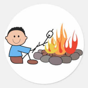 Roasting Marshmallows Classic Round Sticker