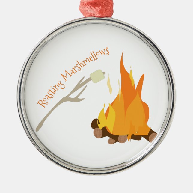 Roasting Marshmellows Metal Tree Decoration (Front)