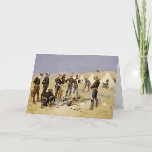 Roasting the Christmas Beef in a Cavalry Camp Holiday Card (Front)
