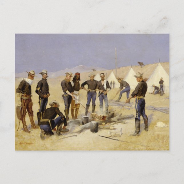 Roasting the Christmas Beef in a Cavalry Camp Holiday Postcard (Front)