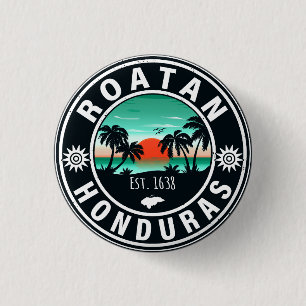 Roatán Honduras Island Retro Sunset Souvenirs 80s 3 Cm Round Badge