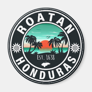 Roatán Honduras Island Retro Sunset Souvenirs 80s Magnet