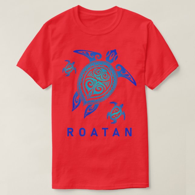 Roatan Honduras  Sea Blue ribal urtle  T-Shirt (Design Front)