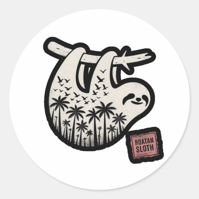Roatan Honduras Sloth, Roatan Sloth, Roatan  Classic Round Sticker (Front)
