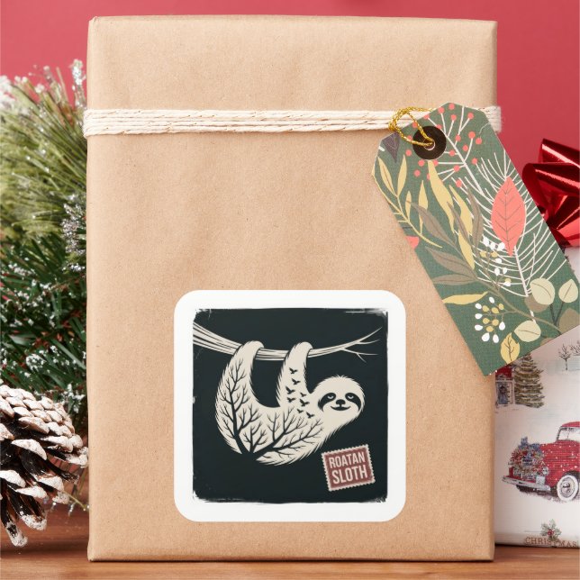 Roatan Honduras Sloth, Roatan Sloth, Roatan  Square Sticker (Holiday)