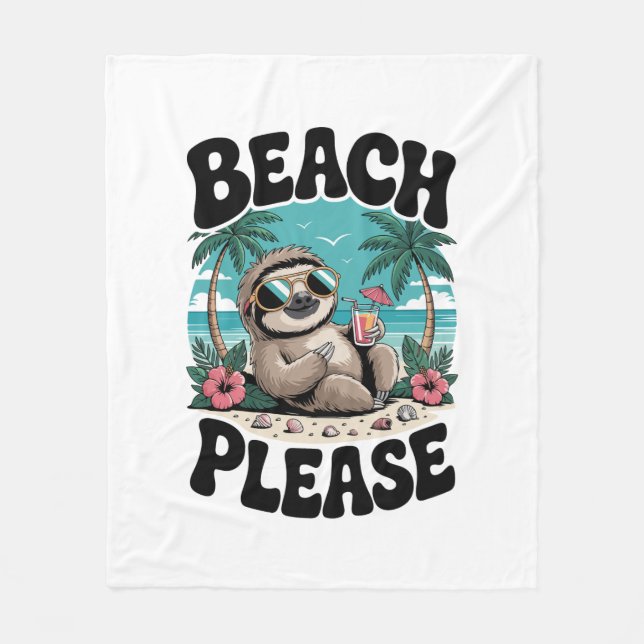 Roatan Honduras Sloth Summer Fleece Blanket (Front)