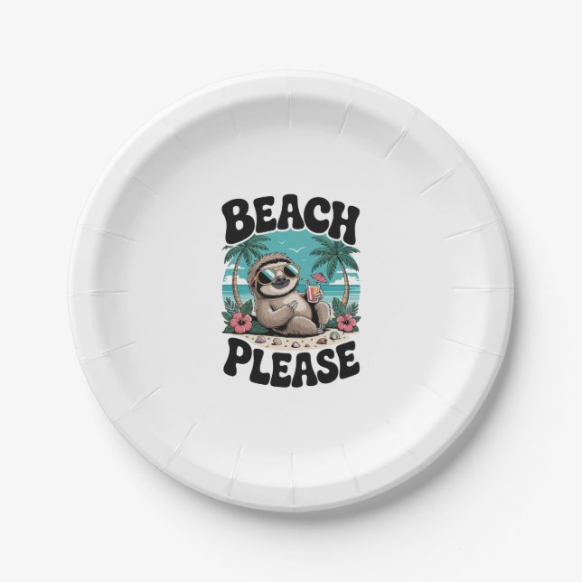Roatan Honduras Sloth Summer Paper Plate (Front)