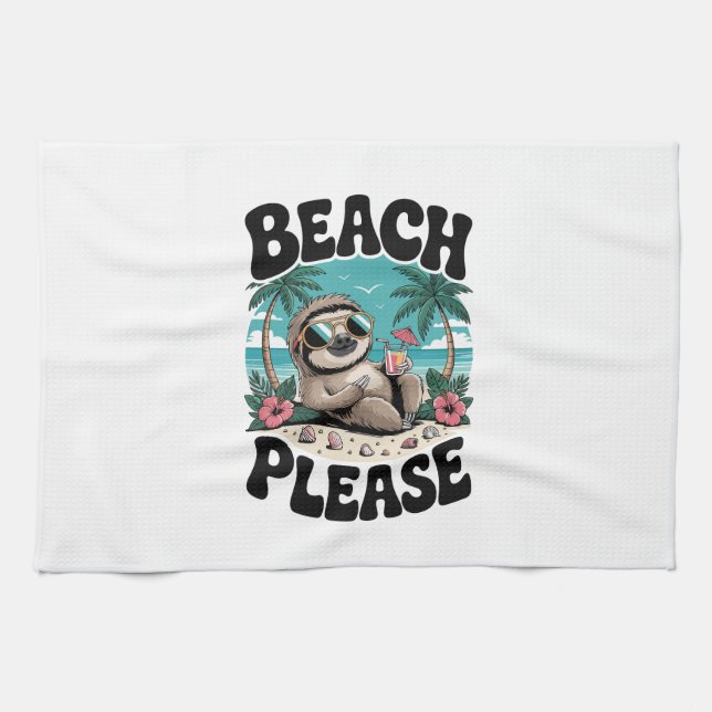 Roatan Honduras Sloth Summer Tea Towel (Horizontal)