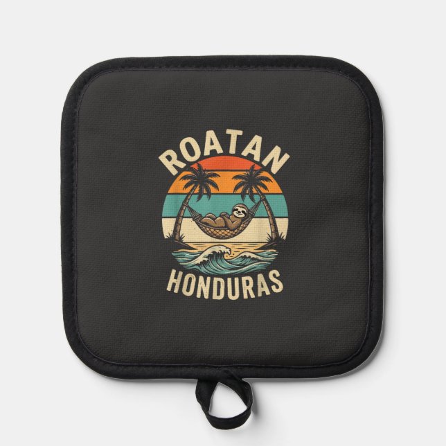 Roatan Honduras Sloth T-Shirt Pot Holder (Front)
