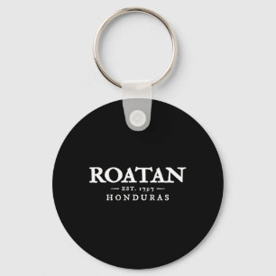 Roatan Honduras Throwback Letter Mens Vacation Key Ring