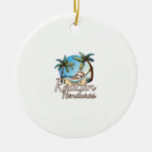 Roatan Sloth Animal Lovers For Men Women Kids Long Ceramic Ornament