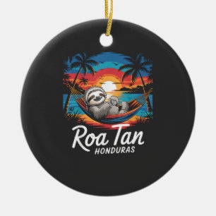 Roatan Sloth, Roatan Honduras Sloth, Roatan T-Shir Ceramic Ornament