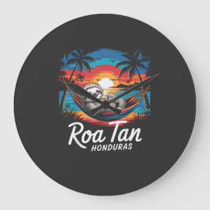 Roatan Sloth, Roatan Honduras Sloth, Roatan T-Shir Large Clock