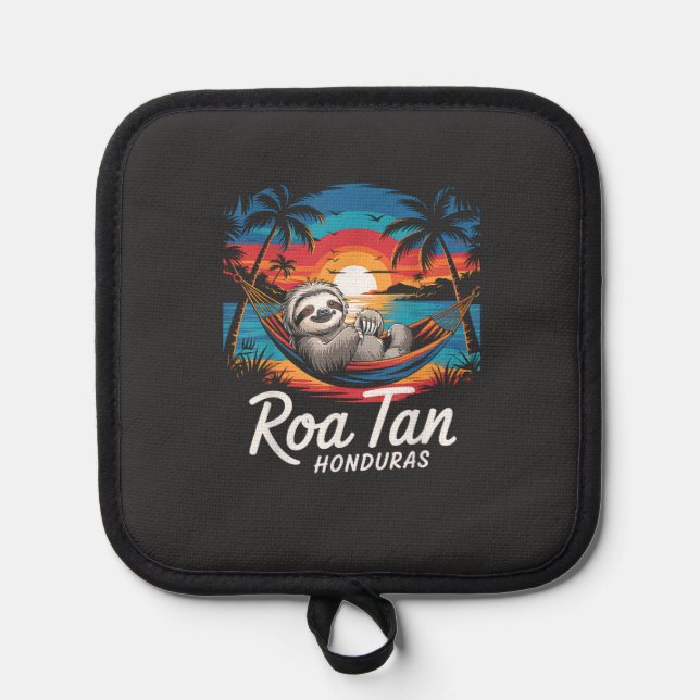 Roatan Sloth, Roatan Honduras Sloth, Roatan T-Shir Pot Holder (Front)