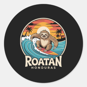 Roatan Sloth, Roatan Honduras Sloth Surfing, Roata Classic Round Sticker