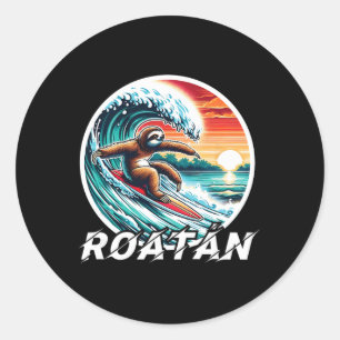 Roatan Sloth, Roatan Honduras Sloth Surfing, Roata Classic Round Sticker