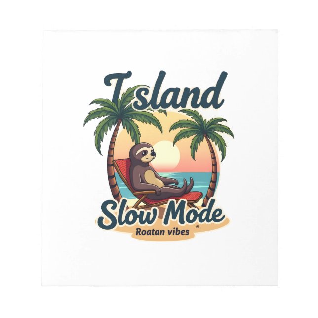 Roatan Sloth Vintage Island Relax Graphic 2 Notepad (Front)