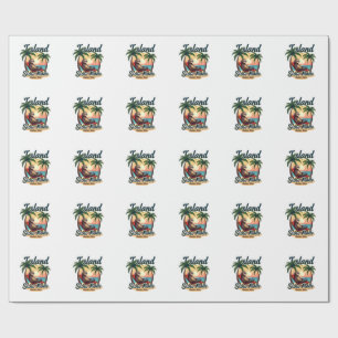 Roatan Sloth Vintage Island Relax Graphic 2 Wrapping Paper