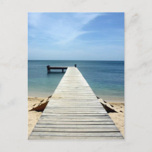 roatán wooden pier postcard