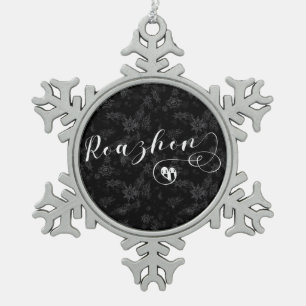 Roazhon, Rennes Flag in Heart, Brittany Snowflake Pewter Christmas Ornament
