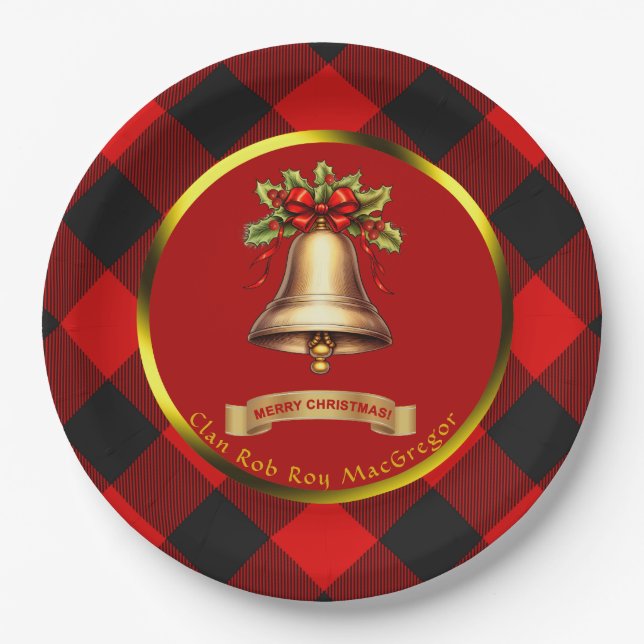 Rob Roy MacGregor Tartan Personalised Christmas Paper Plate (Front)