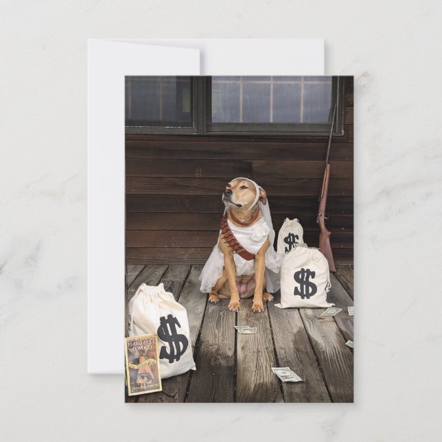 Robber Bride Dog costume book funny notecard (Front)