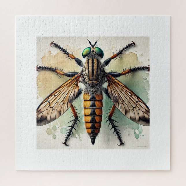Robber Fly 040924IREF227 - Watercolor Jigsaw Puzzle (Vertical)