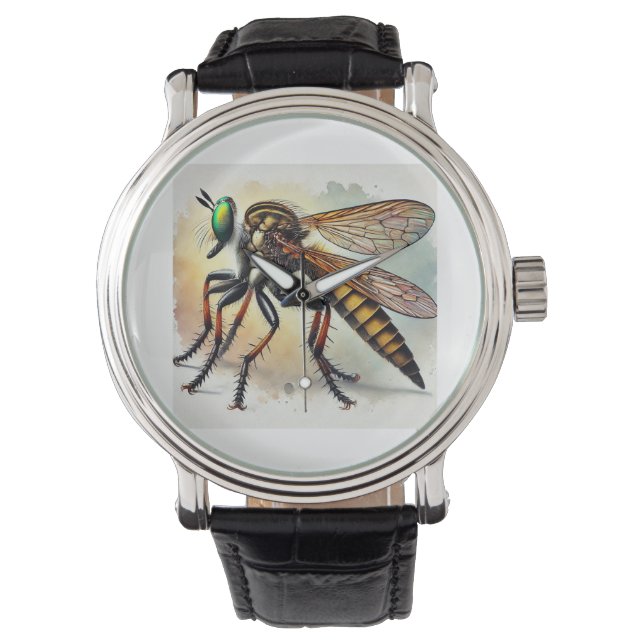 Robber Fly 131024IREF221 - Watercolor Watch (Front)