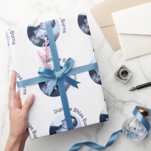 Robbie Burns - Oidhche Bhlas Burns Blue Text Wrapping Paper