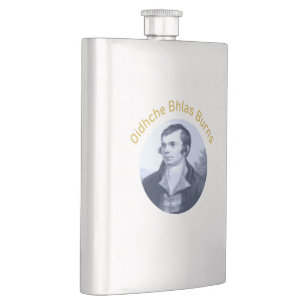 Robbie Burns - Oidhche Bhlas Burns Yellow Text Hip Flask