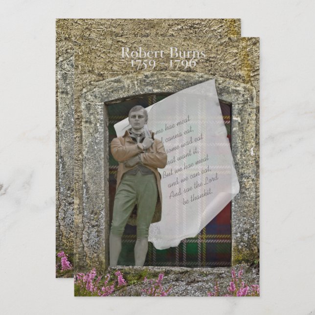 Robbie Burns Old Stone and Heather Invitation (Front/Back)