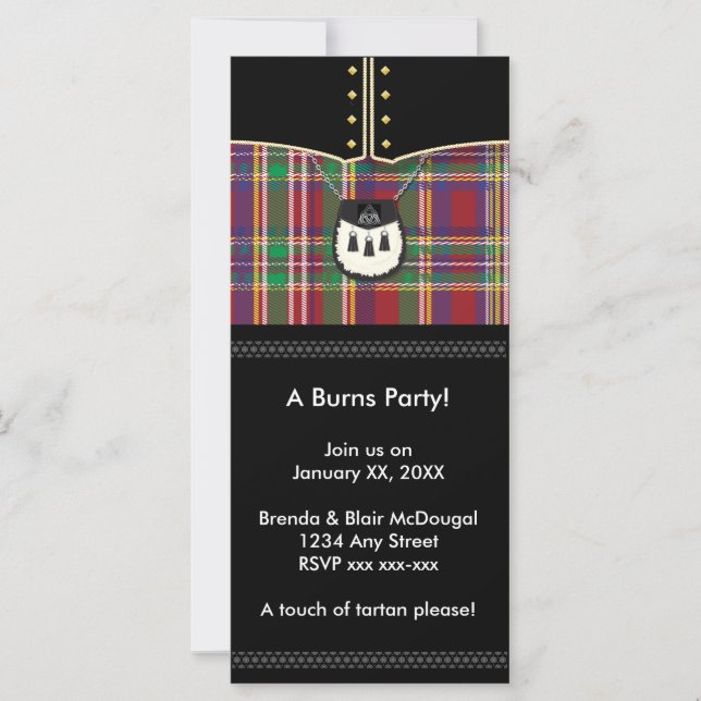 Robbie Burns party invite contemporary (Front)