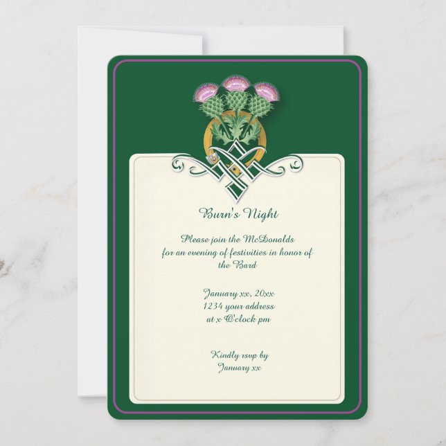 Robbie burns Thistle Invitation (Front)