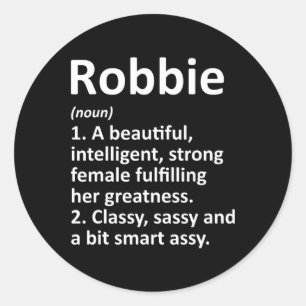 Robbie Definition Personalised Name Funny Christma Classic Round Sticker