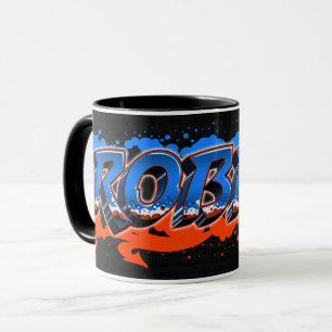 Robbie Vorname Name Graffiti blue orange Tasse Mug