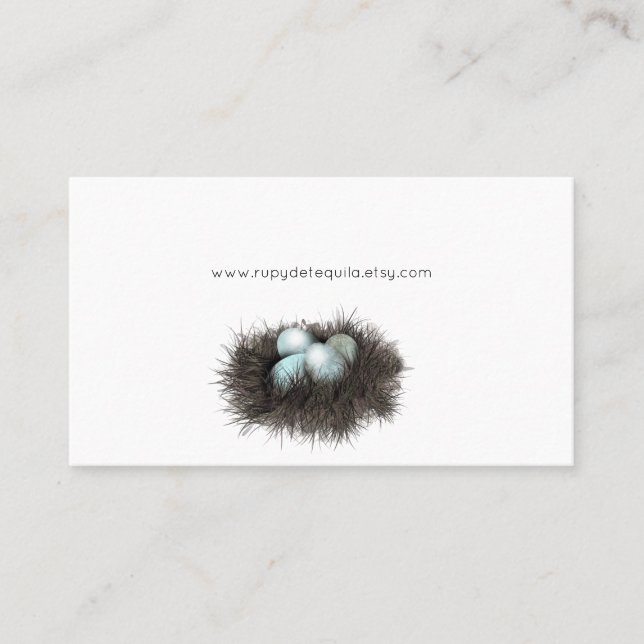 "Robbin eggs business cards nest" (Front)