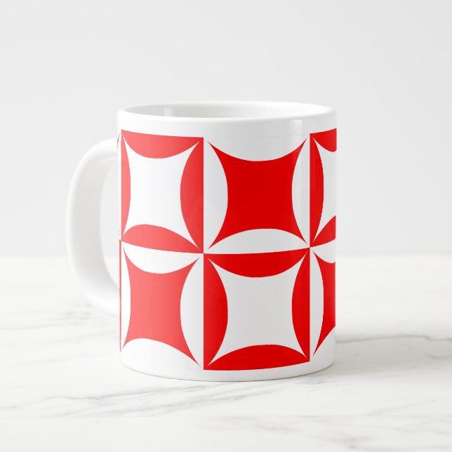 Robbing Peter to Pay Paul Red Pattern Large Coffee Mug (Front Left)