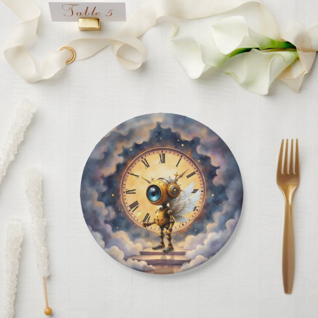 Robby the Winged Timekeeper – Wings of Time Series Paper Plate (Wedding)